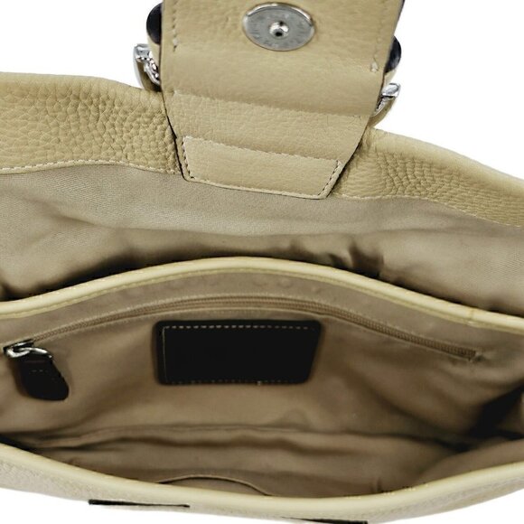 COACH 3511 Soho Ivory Pebble Leather Buckle Flap Small Shoulder Bag - Picture 11 of 16